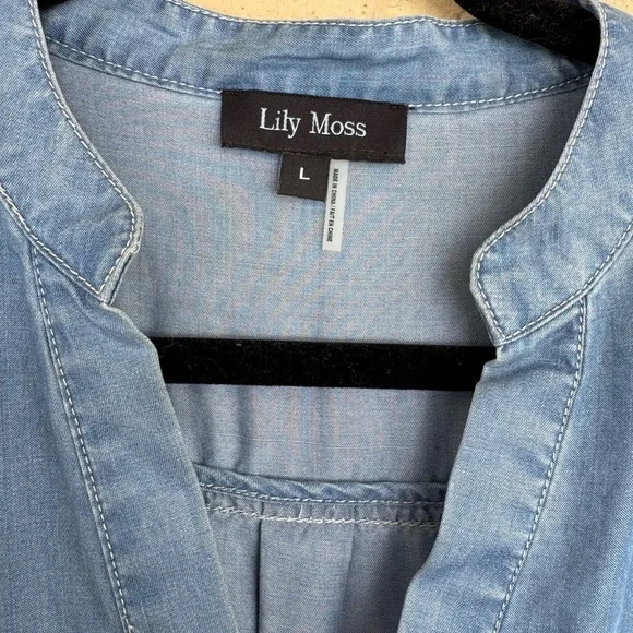Lily Moss Light Blue Chambray Denim Blouse - Picture 3 of 4